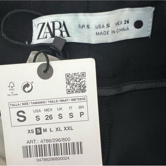 Zara Black The Francoise Full Length Straight Leg Trouser Pants Size Small - Picture 7 of 9